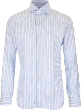 Barba Culto Tailored Shirt - Heren - Zakelijke Overhemden - Blauw - L - Katoen - Overhemden