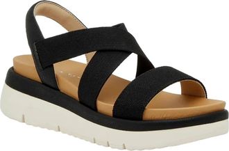 Kelly & Katie Womens Kelly & Katie Pem Sandals Black Round Toe Platform Wedge Heel GAL2069