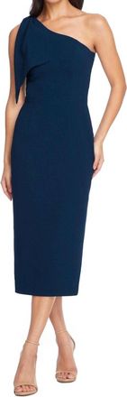Dress The Population Tiffany One-Shoulder Midi Dress In Midnight Blue