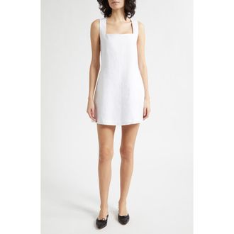 Poss&eacute; Alice Square Neck Linen Minidress in Ivory at Nordstrom, Size Xx-Small