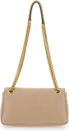 Tory Burch Womens Crossbody Bag Charlie Grey Quilted Suede Cow Leather Shoulder