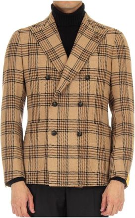 Tagliatore Wollen Double-Breasted Prince of Wales Jas - Heren - Blazers - Veelkleurig - M - Wol - Jassen