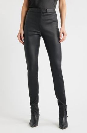 BOSS Simax Slim Fit Leather Pants in Black at Nordstrom Rack, Size 16