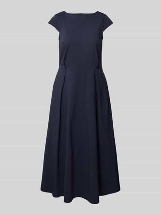 More & More Midikleid mit Kapp&auml;rmeln und Rundhalsausschnitt in Dunkelblau, Gr&ouml;&szlig;e 34