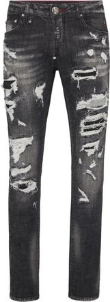 Philipp Plein Slim Fit Gebruikte Effect Jeans - Heren - Slim Fit Jeans - Zwart - W33 - Jeans
