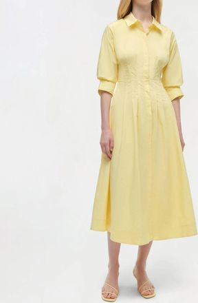 SIMKHAI Jazz Pintuck Midi Dress In Buttercream Yellow