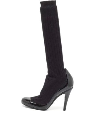 Chanel 100mm sock-style knee-high pumps - Black
