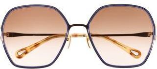 Chlo&eacute; 61mm Gradient Geometric Sunglasses in Gold Gold Brown at Nordstrom Rack