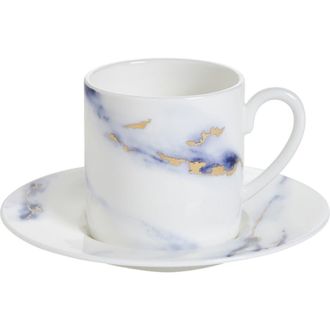 Prouna Marble Azure Espresso Cup & Saucer in White at Nordstrom
