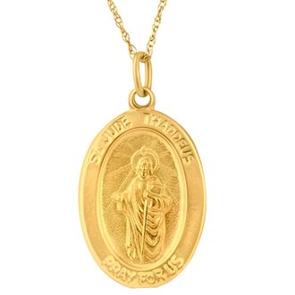 Pompeii3 14k Yellow Gold St. Jude Thaddeus Medal Pendant 1 Tall 3.5 Grams