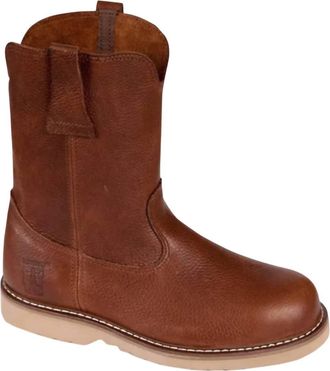 Rhino Mens Pull On Wellington Roper Work Boots In Brown