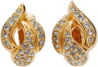 Dior rhinestone-embellished clip-on earrings - women - Rhinestone/Gold Plated - One Size