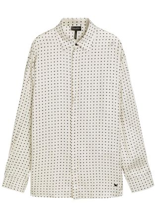 Emporio Armani Patterned Satin Shirt - White - XL