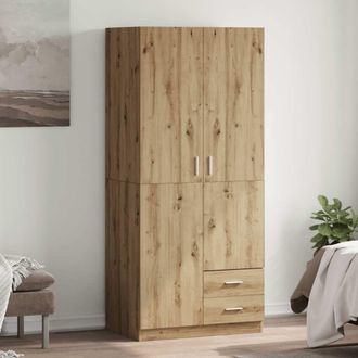 Berkfield Home Wardrobe Artisian Oak 80x52x180 cm Engineered Wood in Brown | Size: 80 x 52 x 180 cm