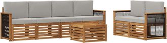 vidaXL Conjunto De Sof&aacute;s De Exterior 7 Uds. Natural Y Gris Claro Vidaxl