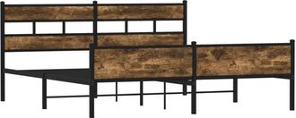 vidaXL Metal Bed Frame without Mattress Smoked Oak 200x200 cm Vidaxl