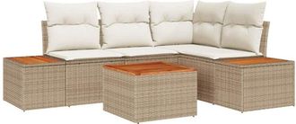 vidaXL Vidaxl - Conjunto De Sof&aacute; De Jard&iacute;n Con Coj&iacute;n 5 Pcs Beige Y Crema