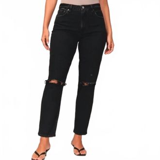 Abercrombie & Fitch Curve Love High Rise Mom Jeans In Black