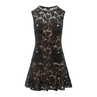 Self Portrait Short Dresses, female, Black, Size: 2XS Crystal Lace Mini Dress