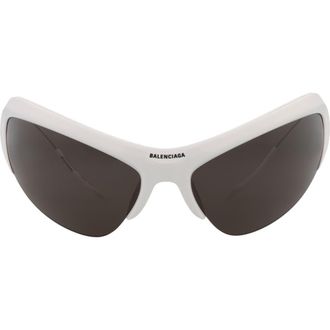 Balenciaga 91mm Oval Sunglasses in White Silver Grey at Nordstrom Rack