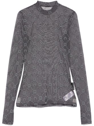 Marine Serre Gesmockt T-shirt met monogram - Grijs