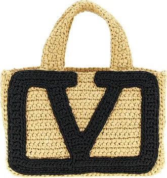Valentino Garavani Black Viscose Tote Womens Bag