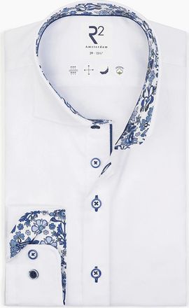 R2 Mens R2 CUT AWAY COLLAR LONG SLEEVED SHIRT WHITE - Size: 46/48