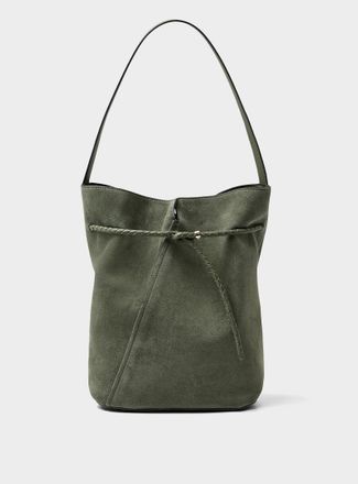BOSS Womens Revers large sage suede bucket bag