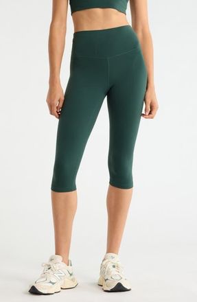 Zella Studio Luxe High Waist Capri Leggings in Green Timber at Nordstrom, Size Xx-Large