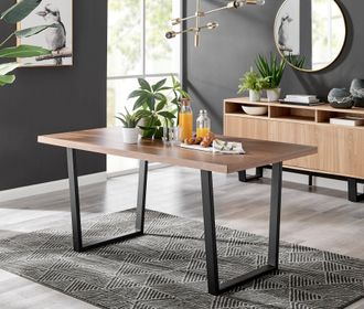 Furniturebox Kylo 160cm 6-Seater Large Rectangular Dining Table With U Legs in Brown