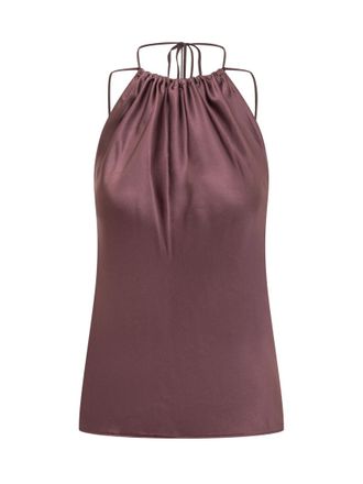 Pinko Red Solid Halter Neck Top