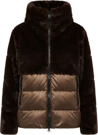 Blauer Boxy Cropped Plush Faux Fur Quilted Jacket