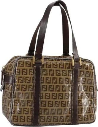 Fendi Pre-owned Handbags, female, Brown, Size: ONE SIZE Pre-owned Zucchino Canvas Hand Bag