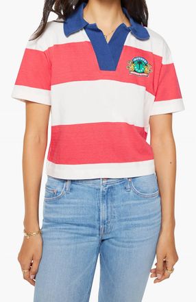 Mother Short Sleeve Match Top In Teaberry And Fluff
