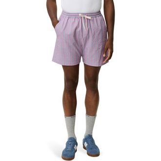 Les Deux Stripe Seersucker Swim Shorts in Crocus Pink at Nordstrom, Size Xx-Large