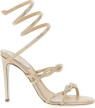 Rene Caovilla Braid Cleo Sandalen - Dames - Sandalen met hakken - Beige - 37 1/2 EU - Leer - Schoenen