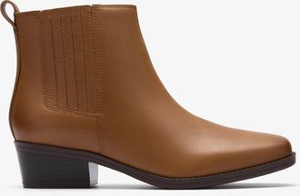 Clarks Womens Danyelle Skip Tan Leather Boots - Brown - Size UK 3.5