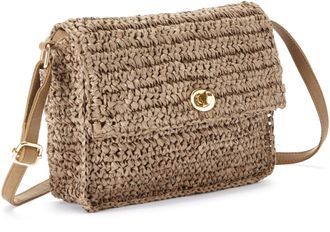 Vivance Umh&auml;ngetasche VIVANCE Handtasche, Damen, Gr. B/H/T: 23cm x 19cm x 5cm, grau (taupe), Papierstroh, unifarben, Taschen Umh&auml;ngetasche, Minibag, Henkeltas