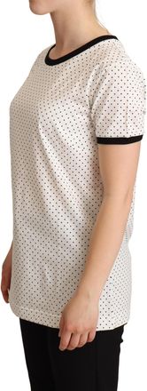 Dolce & Gabbana Womens White Dotted Crewneck Cotton T-Shirt