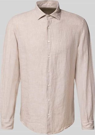 Seidensticker Slim Fit Business-Hemd aus Leinen mit Kentkragen in Sand, Gr&ouml;&szlig;e 44