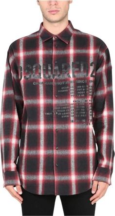 Dsquared2 Geruit Flanellen Overhemd met Logo-opdruk - Heren - Casual Overhemden - Veelkleurig - L - Overhemden