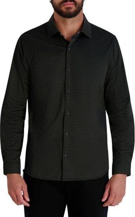 Karl Lagerfeld Karl Houndstooth Snap-Up Shirt in Forest Green at Nordstrom Rack, Size Xx-Large