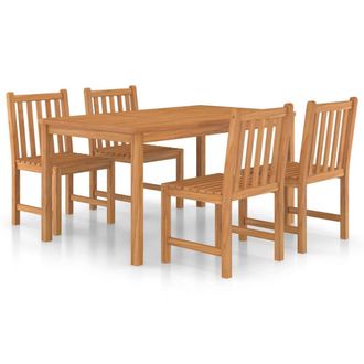 Berkfield Home 5 Piece Garden Dining Set Solid Teak Wood in Brown