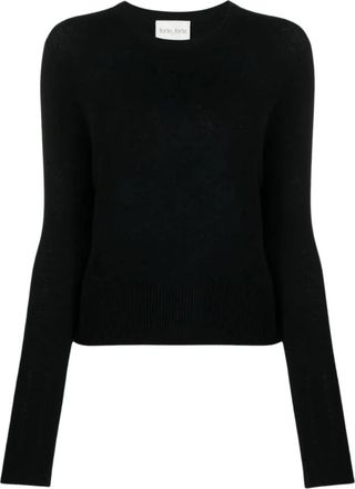 Forte_Forte Regular Crewneck Wol-Cashmere Trui - Dames - Ronde hals truien - Zwart - S - Wol - Truien & Vesten