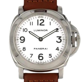 Officine Panerai Pre-owned Luminor Base Stainless Steel Automatic - Dames - Vintage Horloges - Wit - ONE Size - Leer - Vintage