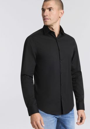 Calvin Klein Businesshemd CALVIN KLEIN SLIM ESNTL POPLIN NOS STR SLD, Herren, Gr. 37, N-Gr, schwarz, Web, Obermaterial: 97% Baumwolle, 3% Elasthan, unifarben, slim