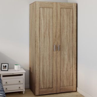IDMarket Idmarket - Armario De Haya Vito De 2 Puertas 80 Cm Con Estantes De Capacidad Maxi