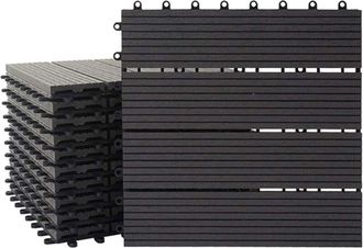 Hhg non utilizzato] Piastrelle pavimentazione da esterno Rhone T831 wpc 30x30cm 11 pezzi 1mq antracite lineare