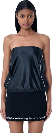 Alexander Wang Strapless Satin Top - female - Alexander Wang - Sleeveless Tops - Black - L - Tops