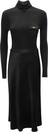 Elisabetta Franchi Am-06B-56E2 Gebreide Jurk - Dames - Maxi kleedjes - Zwart - XL - Kleedjes
